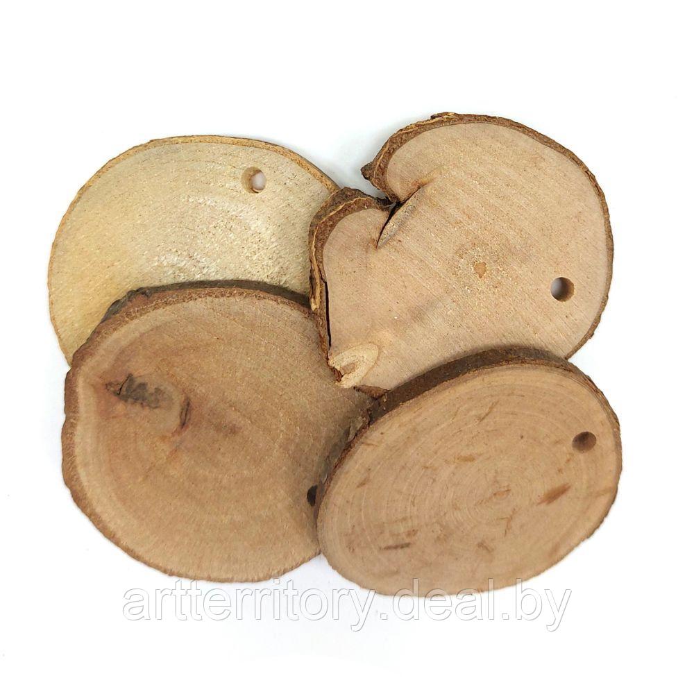 Подвески деревянные (круговые спилы - 3712) 5,5-6,5 см, упаковка 4 штуки - фото 2 - id-p224291822