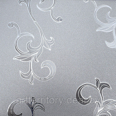Фоамиран на клейкой основе 20х30см, толщина 1,8мм (серебро с рисунком (завитки)) - фото 1 - id-p224291428
