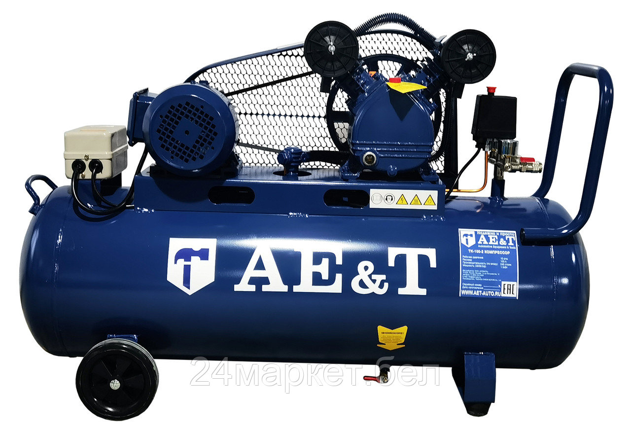 AE&T TK-100-2 Компрессор поршневой, ресивер 100л, производительность 240л/мин, 380В - фото 1 - id-p224292672