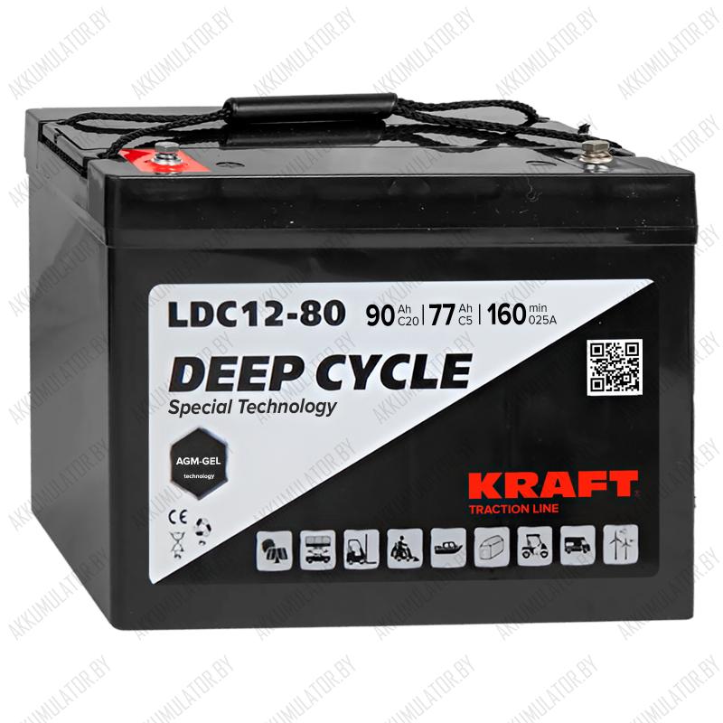 Kraft Deep Cycle LDC12-80 / 12V / 90Ah - фото 1 - id-p224294230