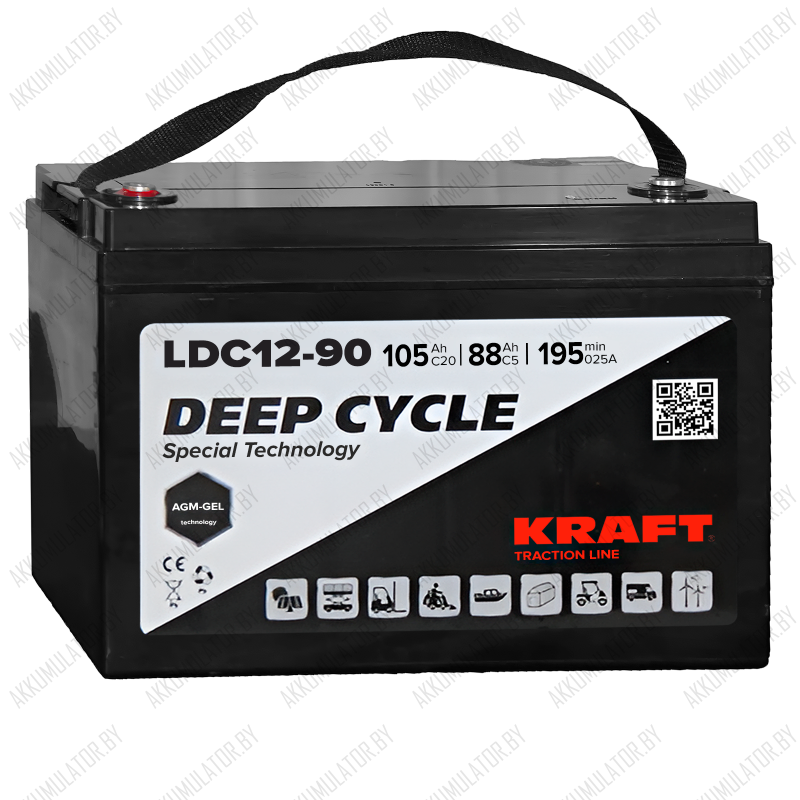 Kraft Deep Cycle LDC12-90 / 12V / 105Ah - фото 1 - id-p224294231