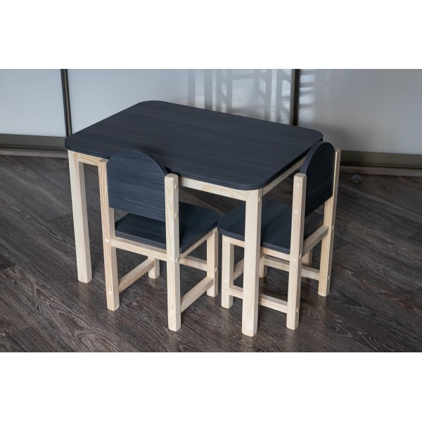 Комплект столик и два стульчика «Графит» арт. KLGN2-705050. Столешница 700х500 мм. Цвет серый с натуральным. - фото 6 - id-p224294518
