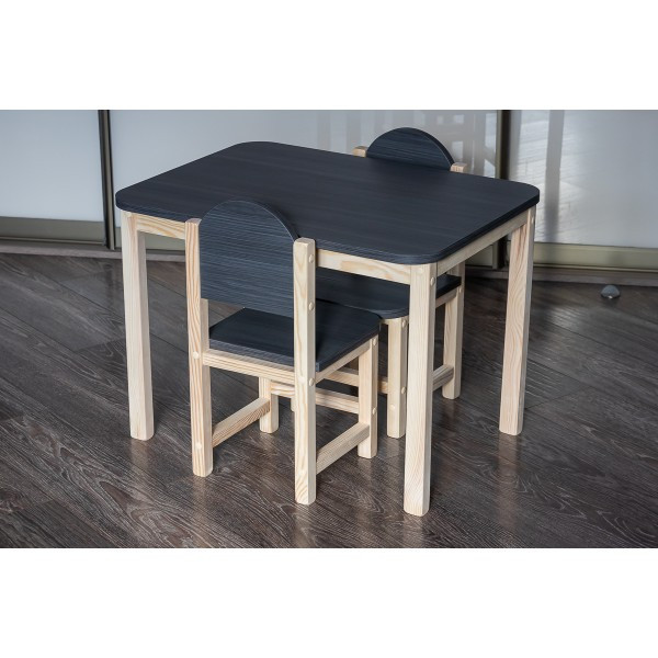 Комплект столик и два стульчика «Графит» арт. KLGN2-705050. Столешница 700х500 мм. Цвет серый с натуральным. - фото 7 - id-p224294518