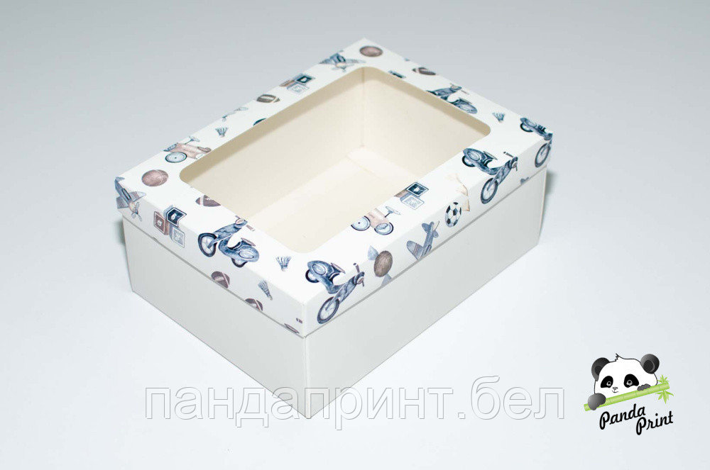 Коробка с прозрачным окном 270х190х100 Детские игрушки (белое дно)