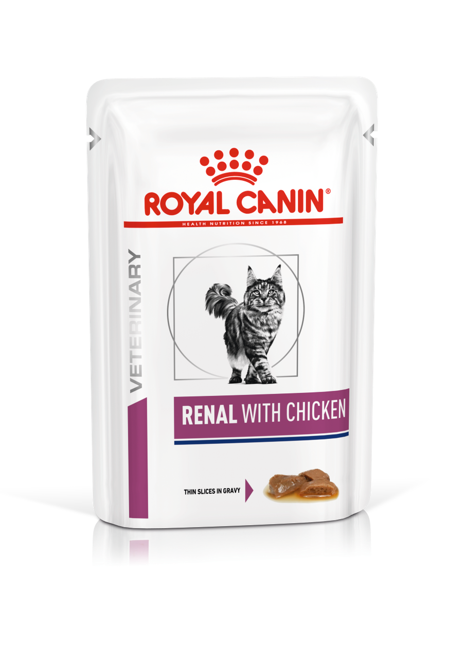 Влажный корм-диета Royal Canin Renal с курицей для поддержания функции почек у кошек(в соусе)85гр.