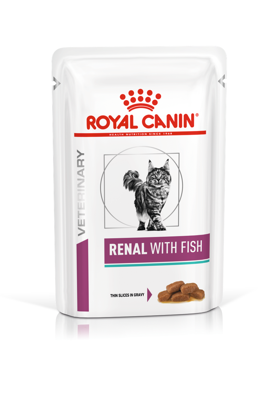 Влажный корм -диета Royal Canin Renal с рыбой для поддержания функции почек у кошек (в соусе) 85гр.