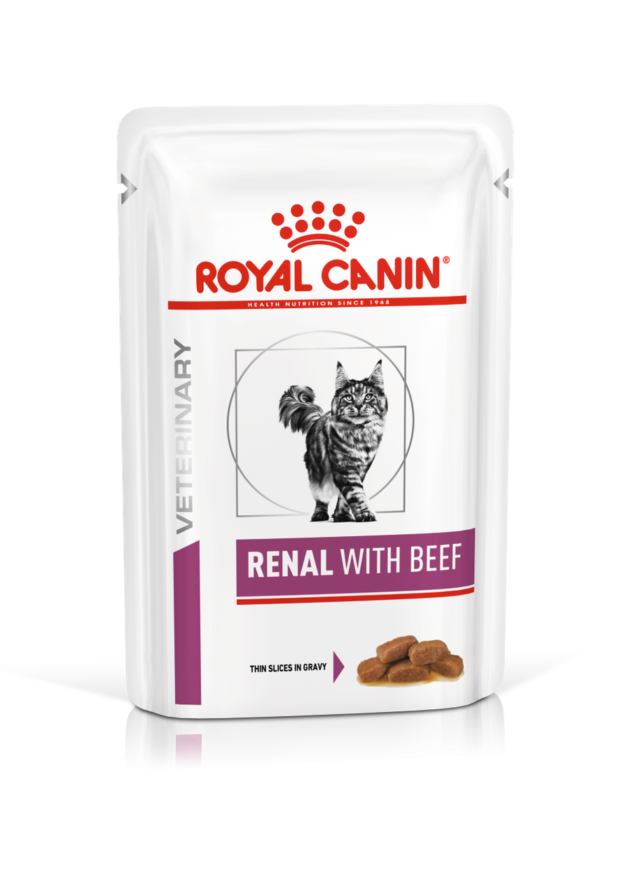 Влажный корм-диета Royal Canin Renal с говядиной для поддержания функции почек у кошек (в соусе) 85гр.