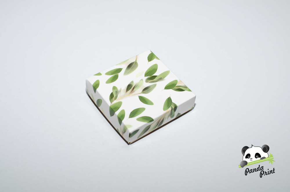 Коробка 100х100х30 Олива зеленая (белое дно)