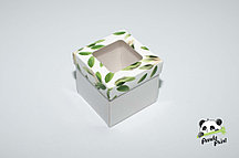 Коробка с прозрачным окном 100х100х95 Олива зеленая (белое дно)