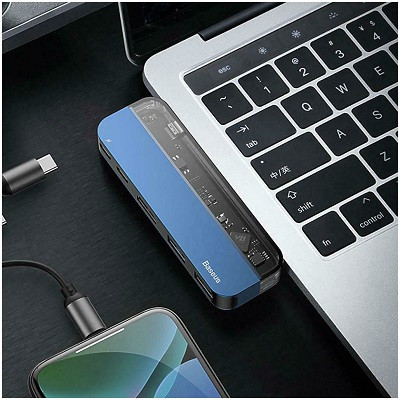 Переходник Baseus Transparent Series Type-C Multifunctional HUB Adapter (Type-C to Type-Cх2 + USB 3.0х2 + 4K - фото 5 - id-p224303756