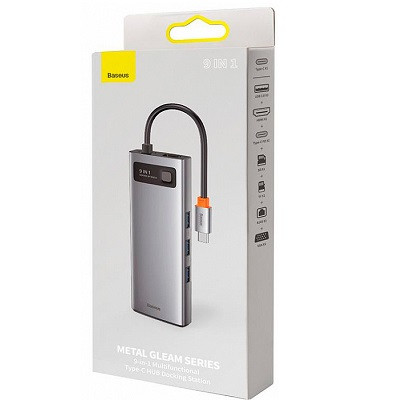 USB - разветвитель адаптер Baseus Metal Gleam Series 9-in-1 Multifunctional Type-C HUB Docking Station - фото 5 - id-p224303758