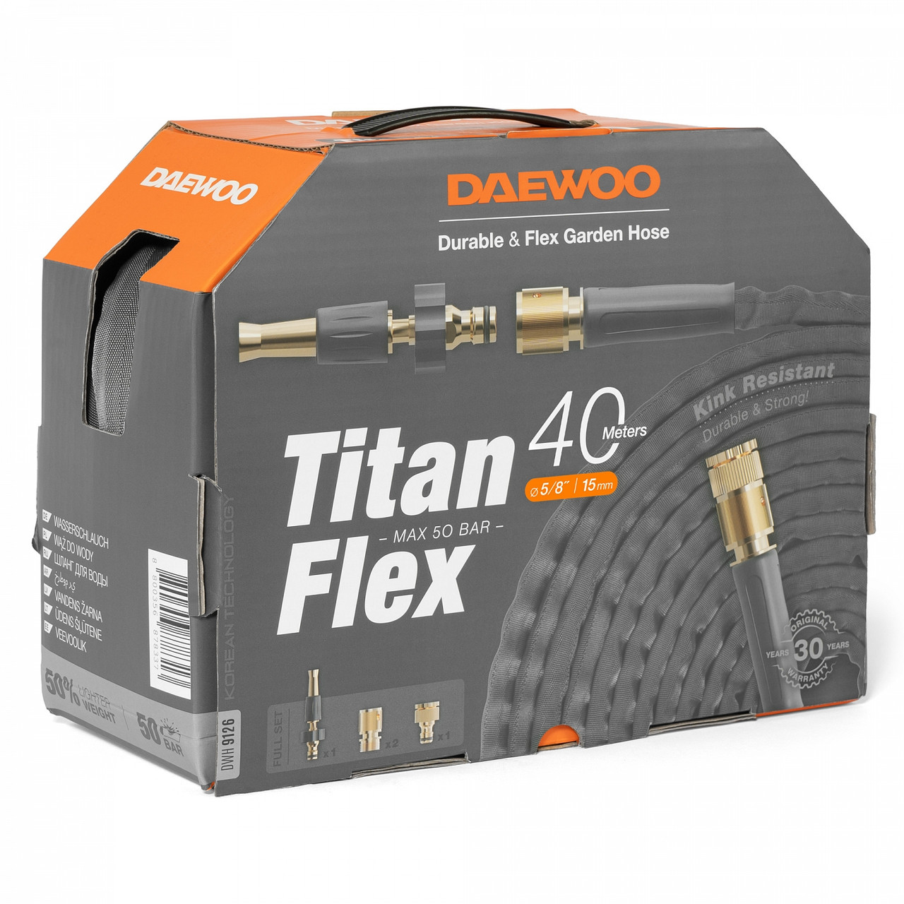 Шланг DAEWOO TitanFlex 40м, 5/8 " (15мм) с комплектом для полива - фото 9 - id-p224303853