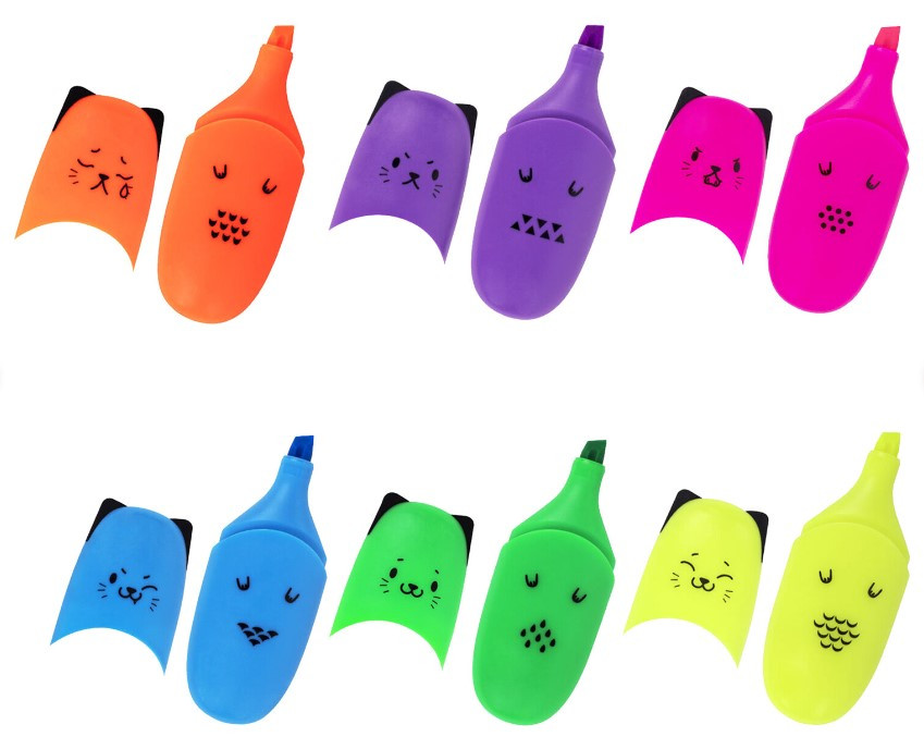 Маркер-текстовыделитель мини Brauberg Kids Cute Cats Neon, ассорти