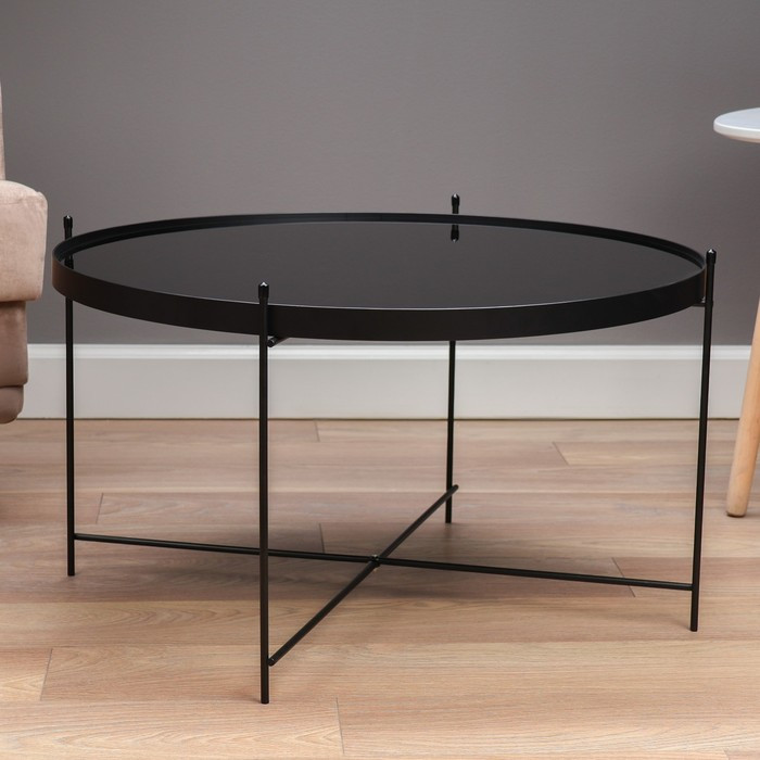 Кофейный столик " Уран" YS-8483-40, черный, стекло 70х40 см - фото 2 - id-p224304019