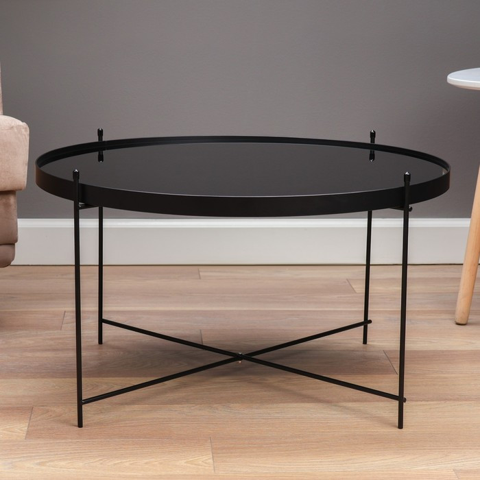 Кофейный столик " Уран" YS-8483-40, черный, стекло 70х40 см - фото 3 - id-p224304019