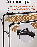 Вешалка напольная металлическая на колесах для одежды и обуви Double pole Hanger 150х110х57см. / Стойка - рейл, фото 8