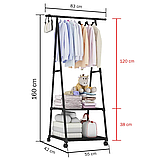 Вешалка передвижная напольная с полками Triangle clothes Rack 160х55х42 см. / Стойка для вещей, обуви на, фото 5