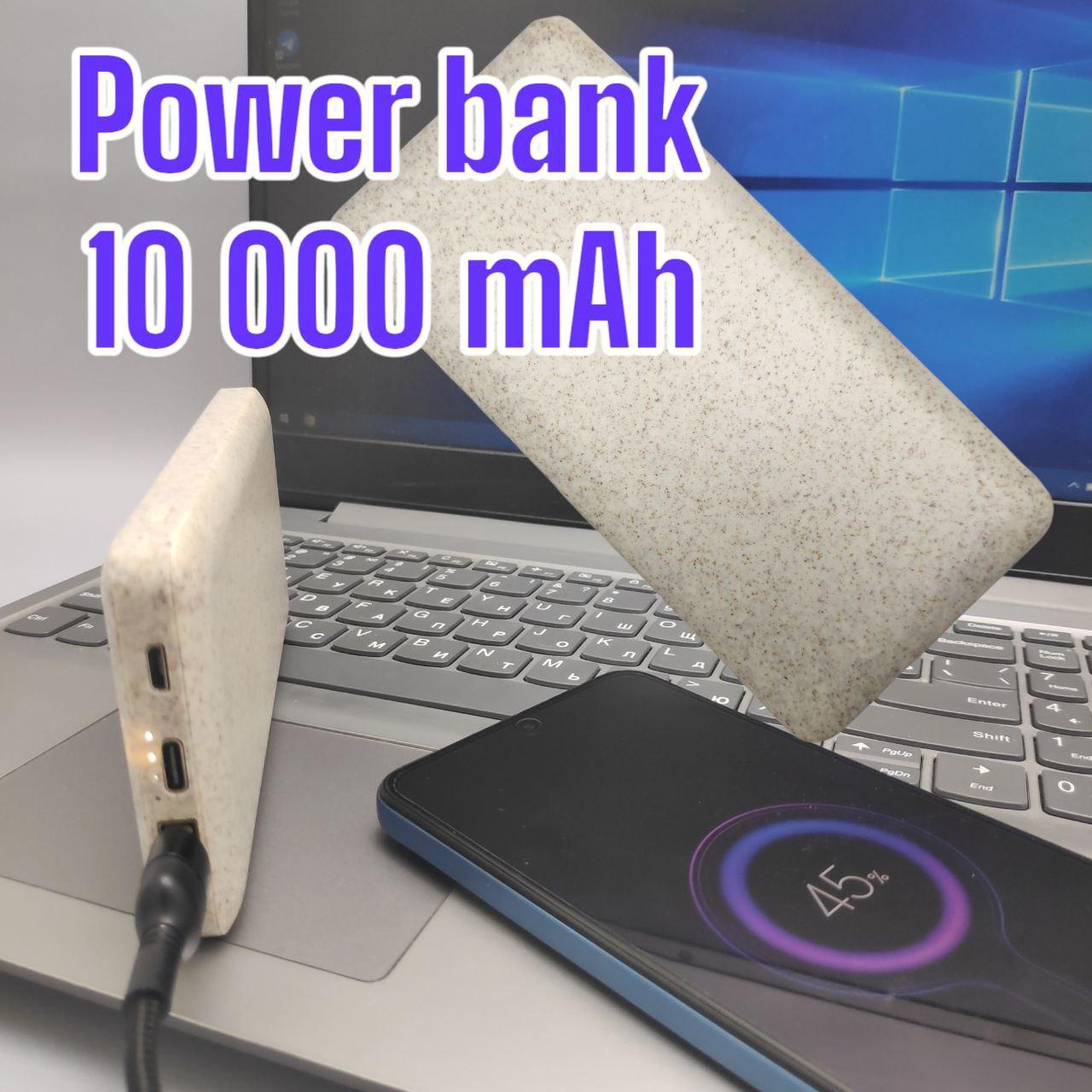 Портативное зарядное устройство Power Bank 10000 mAh / Micro, Type C, USB-выход