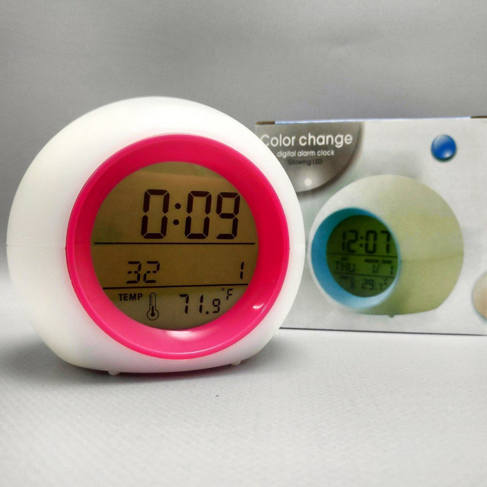 Часы - будильник с подсветкой Color ChangeGlowing LED (время, календарь, будильник, термометр) Зеленый - фото 7 - id-p224306525