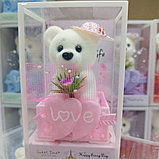 Подарочный Мишка с розой Love в коробке Happy Life (фигурка)/ Сувенир на праздник   Фиолетовый, фото 8