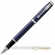 Ручка перьевая "Parker IM Matte Blue CT", F, синий, серебристый, патрон черный