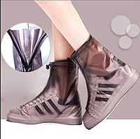 Защитные чехлы (дождевики, пончи) для обуви от дождя и грязи с подошвой цветные, Черные р-р 32-34 (XS)