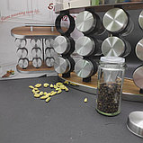 Набор для специй на подставке из дерева Spice Rack 12 предметов / Органайзер на кухню / Набор емкостей для, фото 4