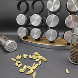 Набор для специй на подставке из дерева Spice Rack 12 предметов / Органайзер на кухню / Набор емкостей для, фото 8
