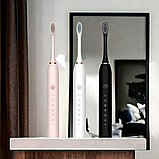 Электрическая зубная щетка Sonic toothbrush x-3 / Щетка с 4 насадками Белый, фото 6