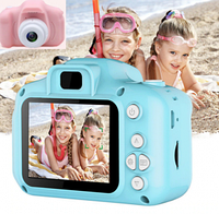 Детский цифровой мини фотоаппарат Summer Vacation (фото, видео, 5 встроенных игр). Дефект коробки Голубой