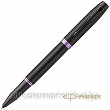 Ручка-роллер Parker "IM Vibrant Rings T315 Amethyst Purple PVD", 0,5 мм, черный, фиолетовый, стерж. черный