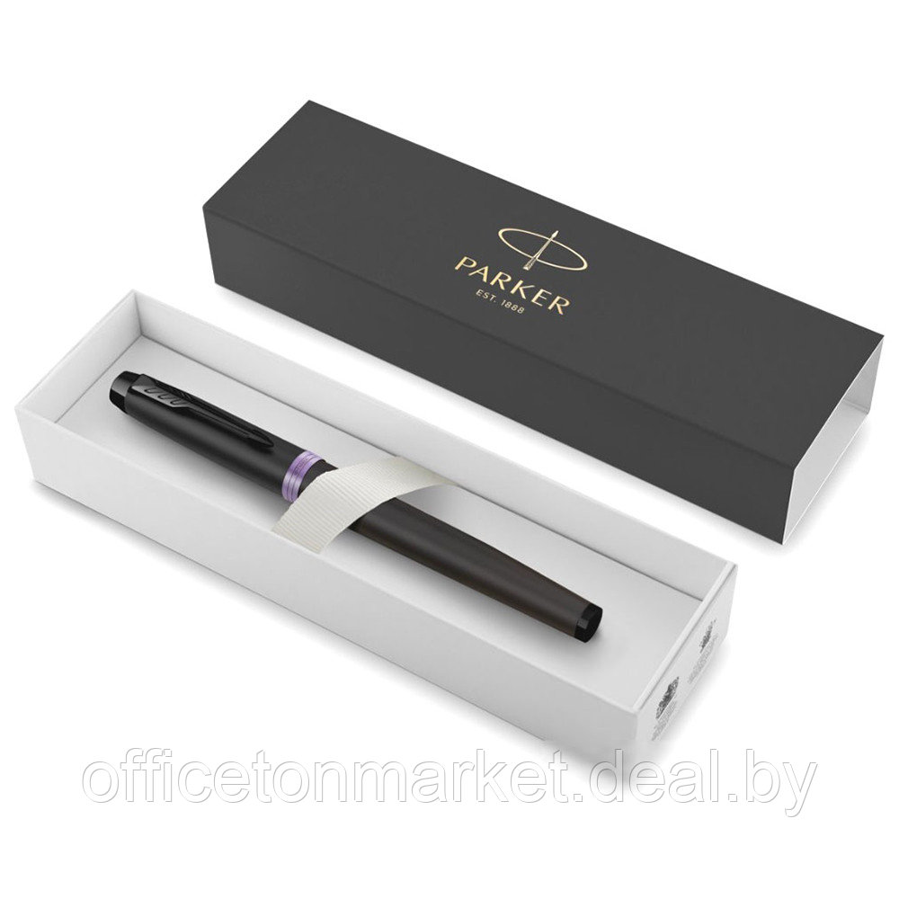 Ручка-роллер Parker "IM Vibrant Rings T315 Amethyst Purple PVD", 0,5 мм, черный, фиолетовый, стерж. черный - фото 2 - id-p215336885