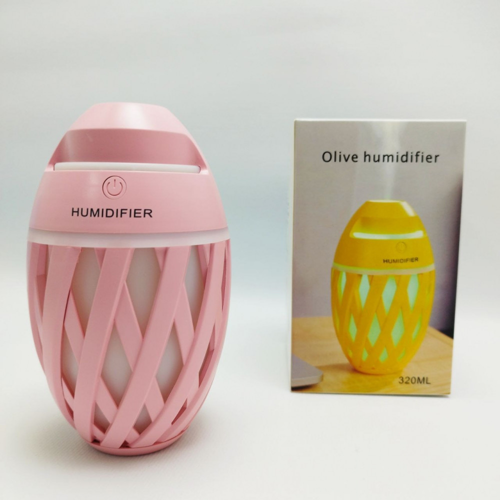 Увлажнитель (аромадиффузор - ночник) воздуха Olive humidifier 320 ml с подсветкой Розовый - фото 6 - id-p224306926