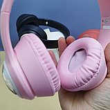Беспроводные наушники HeadPhone AKZ 06 c котиком в иллюминаторе / Bluetooth наушники 5.0 Розовый, фото 8