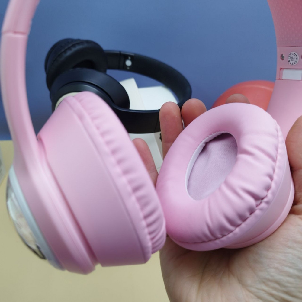 Беспроводные наушники HeadPhone AKZ 06 c котиком в иллюминаторе / Bluetooth наушники 5.0 Бежевый - фото 8 - id-p224306951