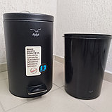 Контейнер для мусора с педалью 12 л. Shafagh / Мусорное ведро, нержавеющая сталь, черное матовое покрытие, фото 8
