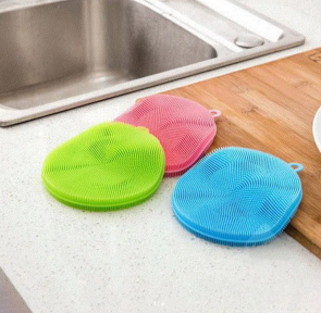 Мочалка силиконовая для мытья посуды / Многоразовая губка для чистоты, цвет МИКС - фото 1 - id-p224307044