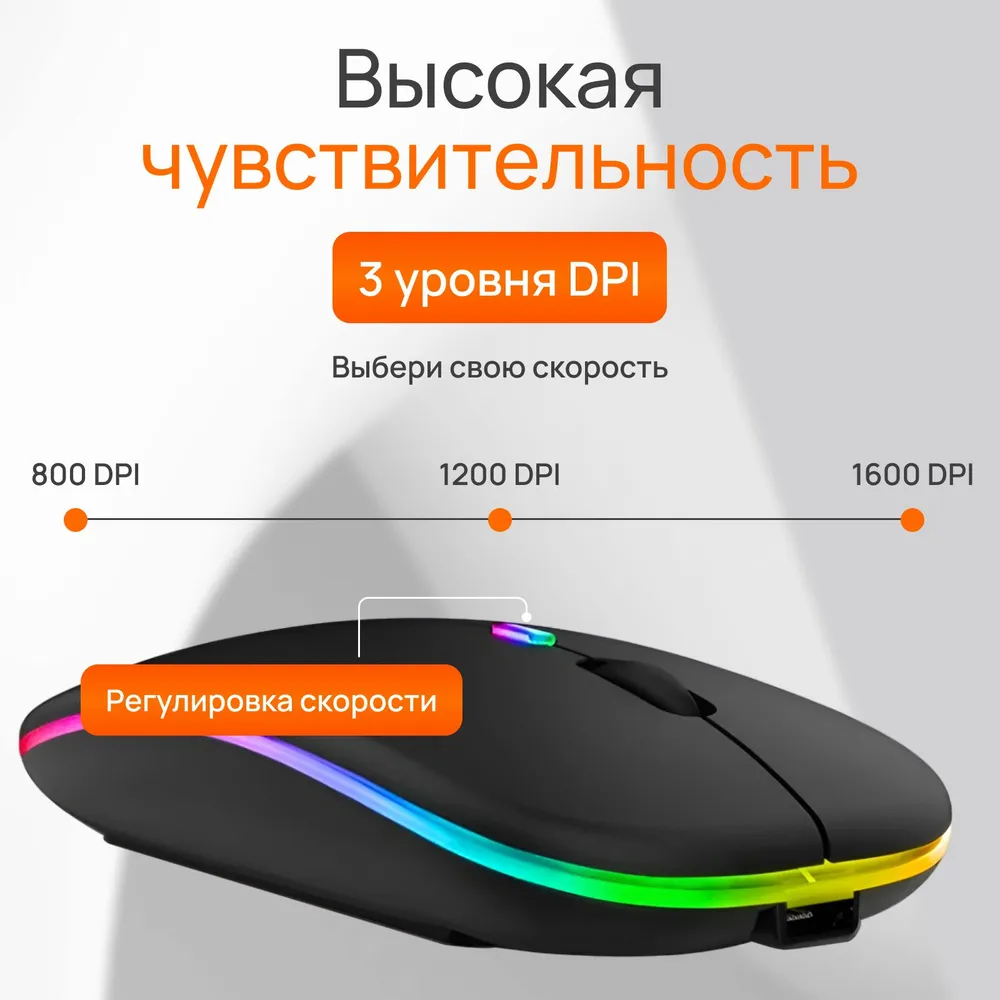 Беспроводная компьютерная мышь Wireless Mouse с LED подсветкой - фото 10 - id-p224307046