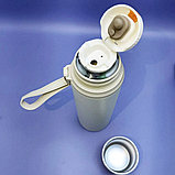 Термос вакуумный 1000 мл. в чехле, с ситечком, клапаном, чашкой и ремешком / Нержавеющая сталь, фото 3