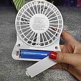 Мини вентилятор Portable Mini Fan (3 скорости обдува, подсветка) Розовый, фото 3