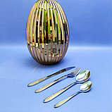 Набор столовых приборов в рифленом футляре - яйце Maxiegg 24 предмета / Премиум класс Пыльная роза, фото 5