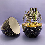 Набор столовых приборов в Футляре - Яйце  Maxiegg 24 предмета / Премиум класс Белый мрамор, фото 4