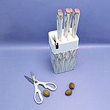 Набор кухонных ножей из нержавеющей стали 7 предметов Alomi на подставке / Подарочная упаковка Черный мрамор, фото 2