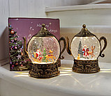 Светильник - ночник со снегом музыкальный декоративный на Рождество и Новый Год Happy Holiday Дед Мороз (2, фото 2