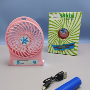 Мини вентилятор Portable Mini Fan (3 скорости обдува, подсветка) Розовый - фото 1 - id-p224306147
