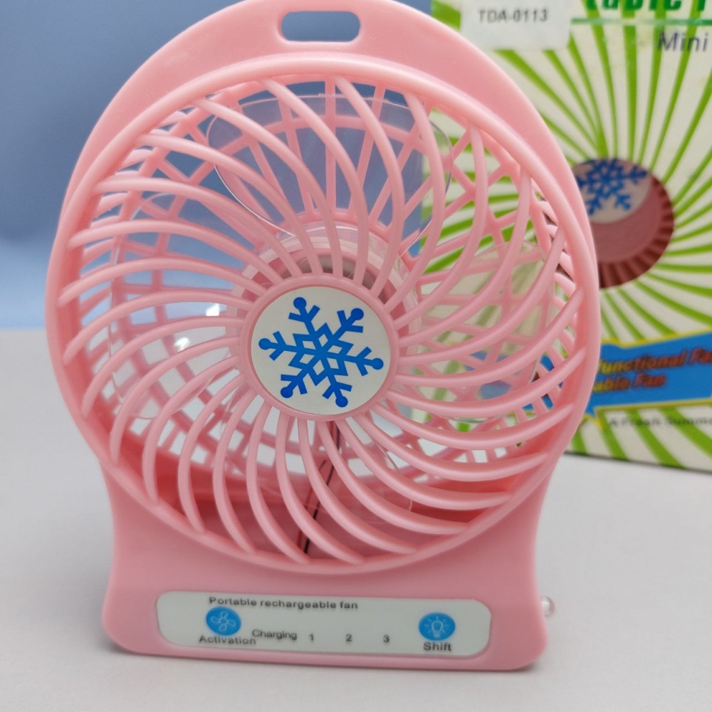 Мини вентилятор Portable Mini Fan (3 скорости обдува, подсветка) Розовый - фото 6 - id-p224306147