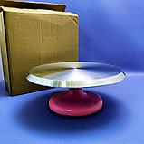 Металлическая подставка для торта/поворотный стол для кондитера на крутящейся ножке, -25см, фото 3