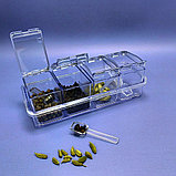Набор баночек для специй 4 шт. с ложечками Crystal BOX / Органайзер для специй на подставке, фото 8