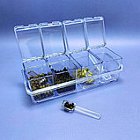 Набор баночек для специй 4 шт. с ложечками Crystal BOX / Органайзер для специй на подставке, фото 9