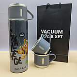 Термос Мишка с тремя кружками Vacuum set / Подарочный набор с вакуумной изоляцией / 500 мл. Зеленый, фото 7